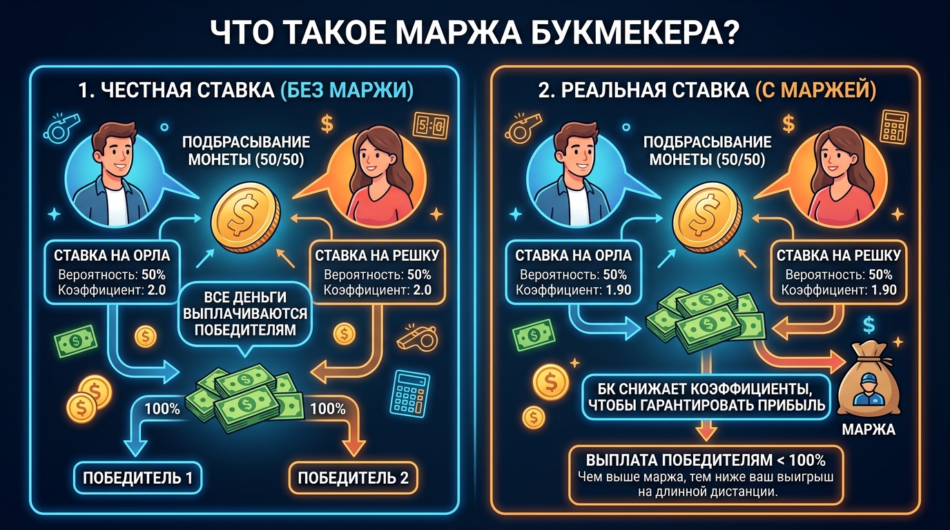Что такое маржа букмекера: скрытая комиссия БК и формула расчета процентов