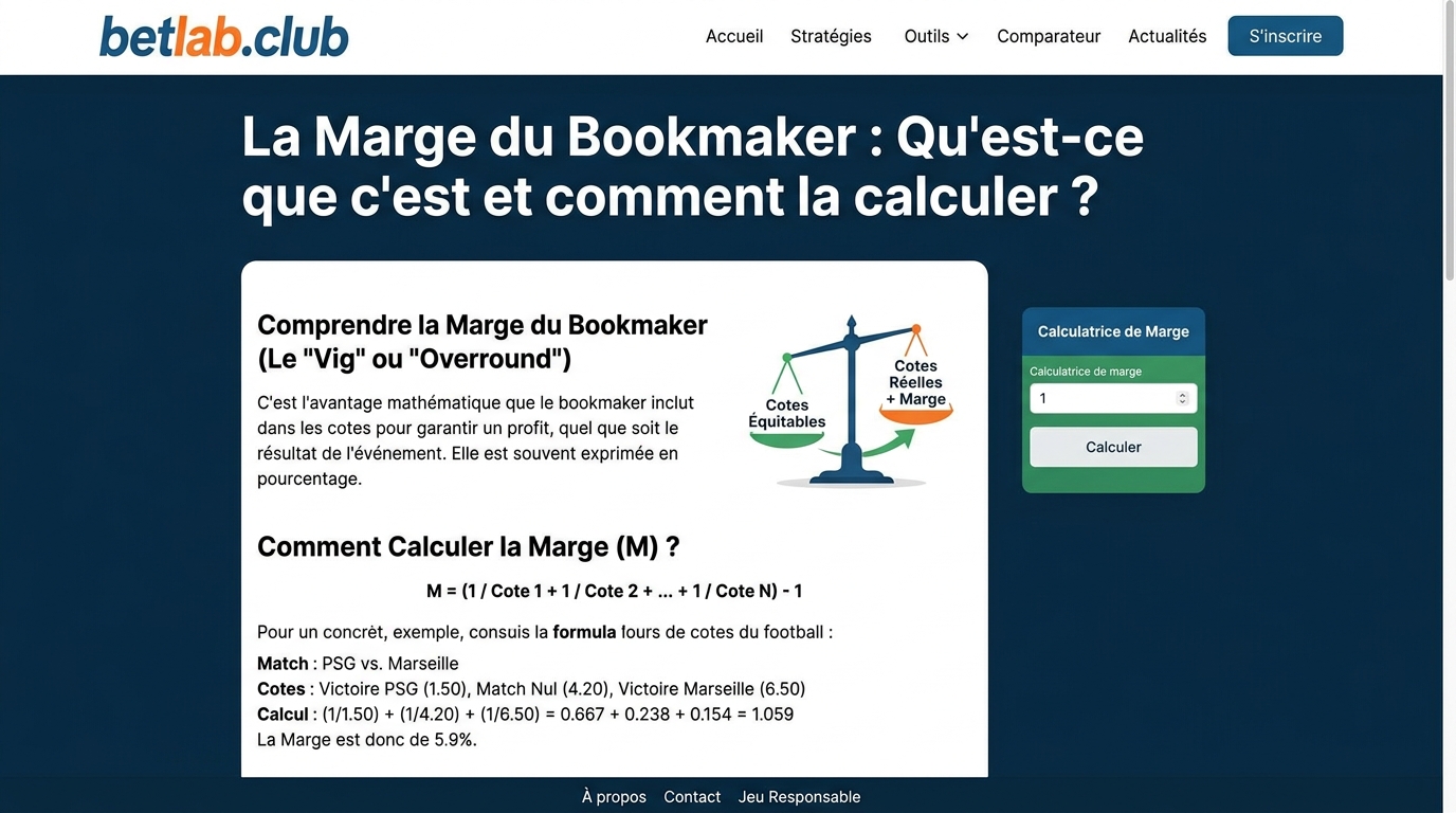 Qu'est-ce que la marge du bookmaker : la commission cachée des bookmakers et la formule de calcul des pourcentages