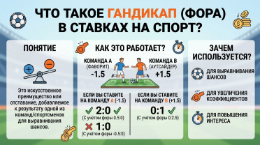 Фора в ставках на спорт: плюсовая (Ф1), минусовая (Ф2) и нулевая фора в БК