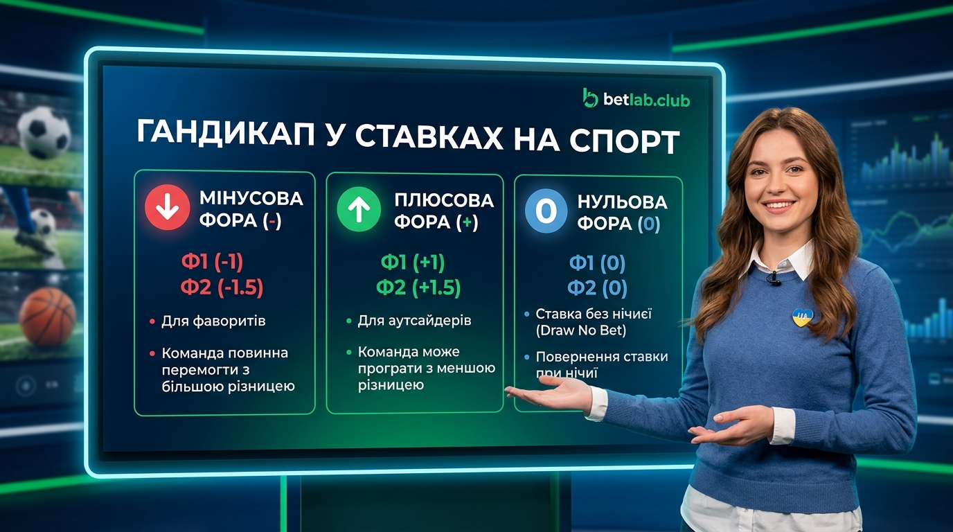 Фора у ставках на спорт: плюсова (Ф1), мінусова (Ф2) та нульова фора в букмекерській конторі