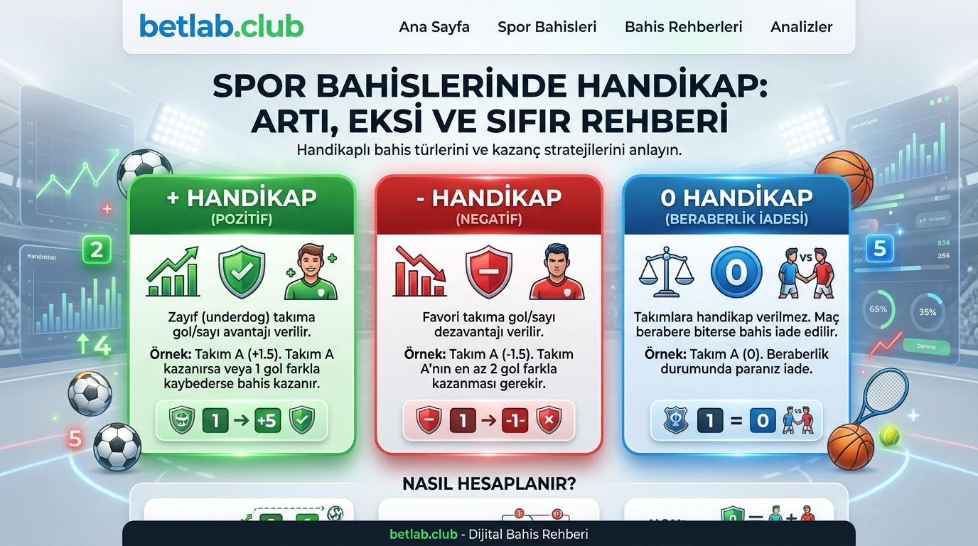 Spor bahislerinde handikap: pozitif (H1), negatif (H2) ve sıfır handikap
