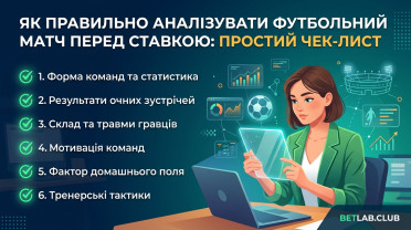 Аналіз футбольного матчу для ставок: контрольний список та правила аналізу команд