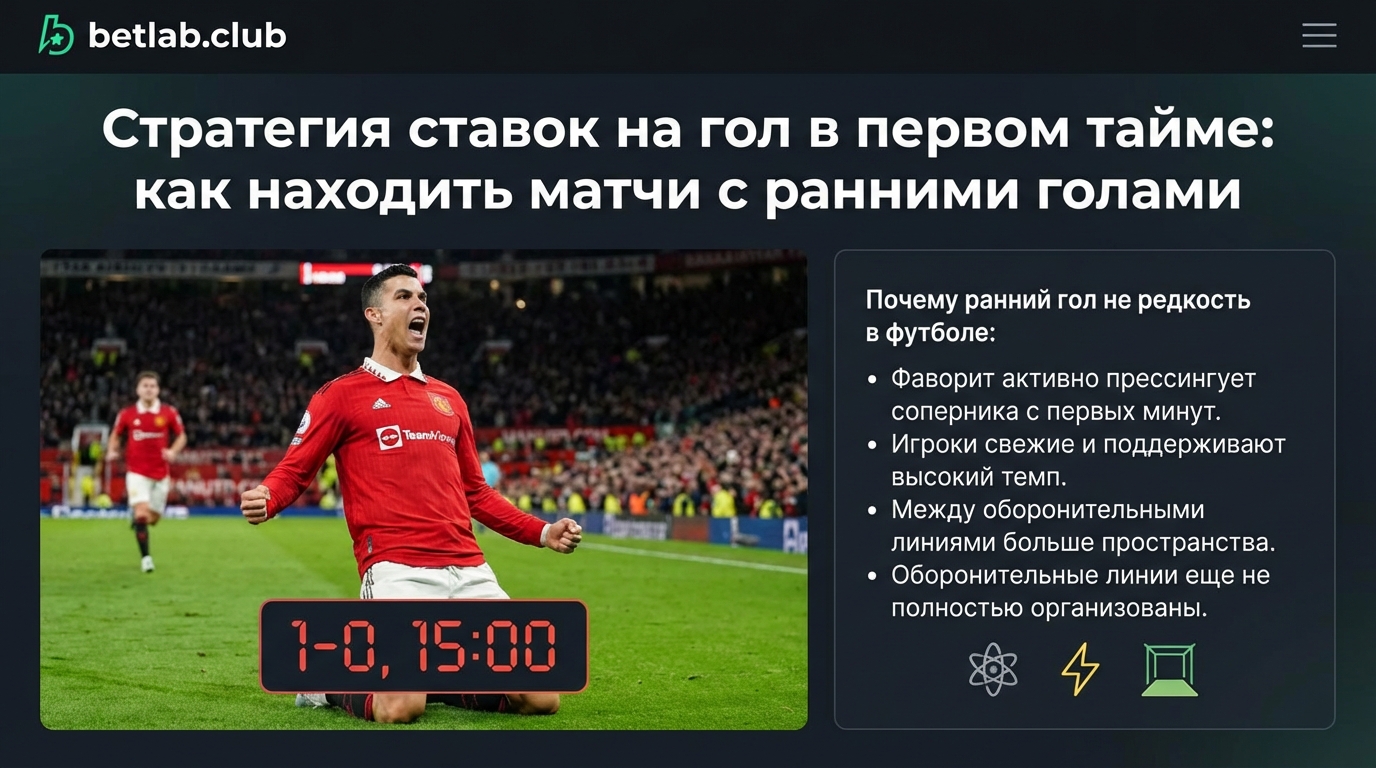 Стратегия ставок на гол в первом тайме: отбор матчей и анализ результативности