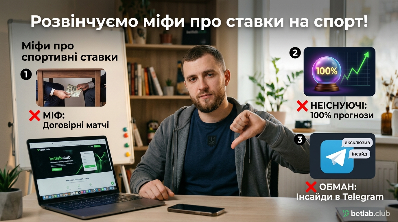 Міфи про ставки на спорт: договірні матчі, 100% прогнози та інсайти в Telegram