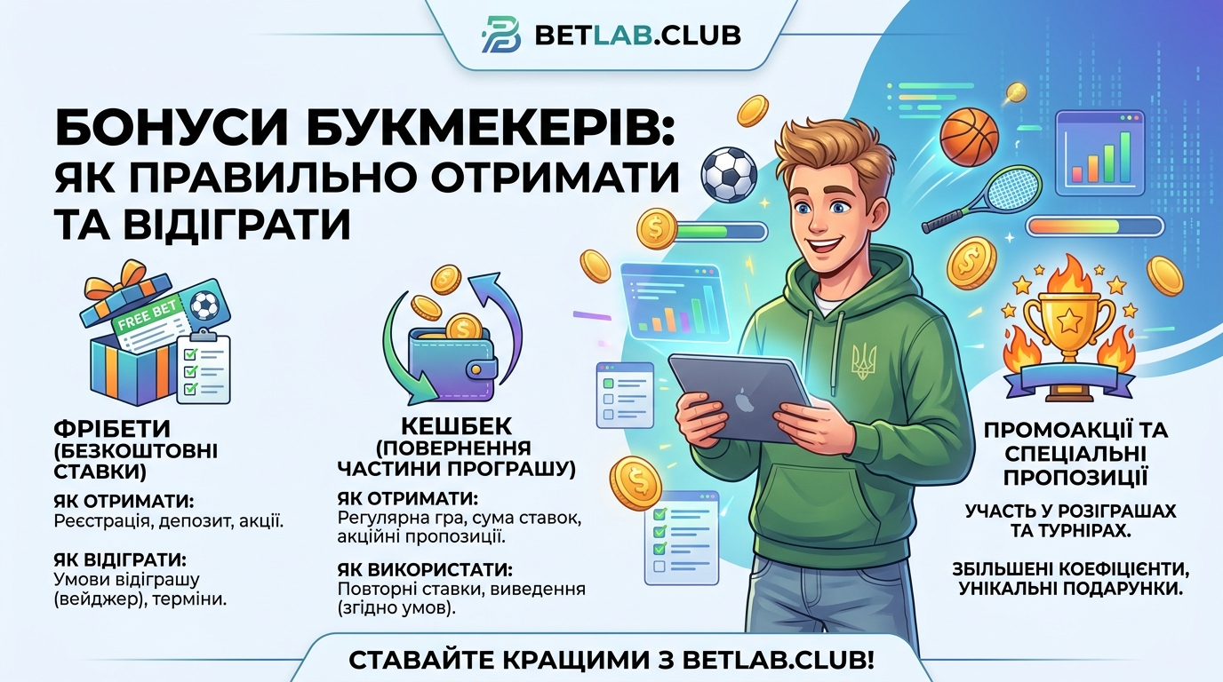Бонуси букмекерів: як правильно отримувати та відігравати фрібети, кешбек та акції