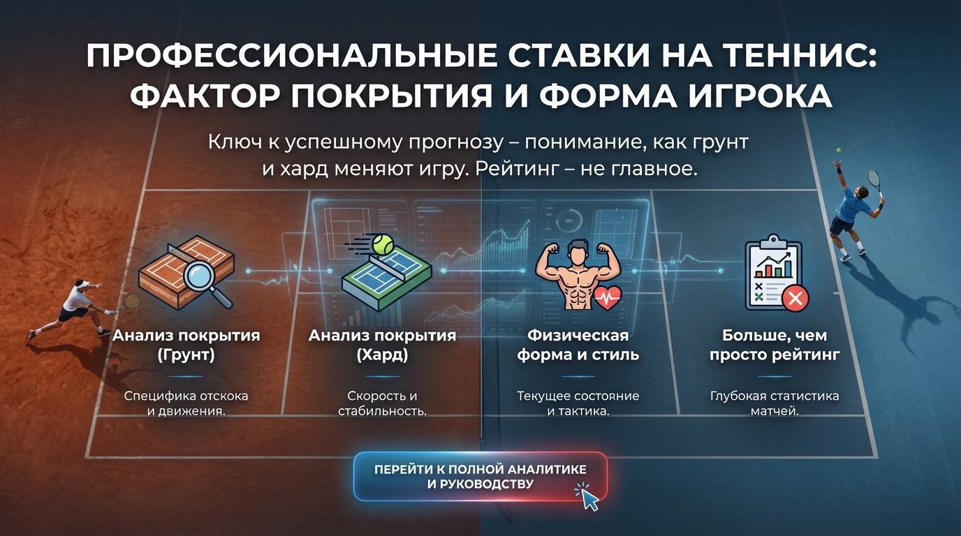 Ставки на теннис: специфика корта (хард, грунт) и правила анализа формы игроков