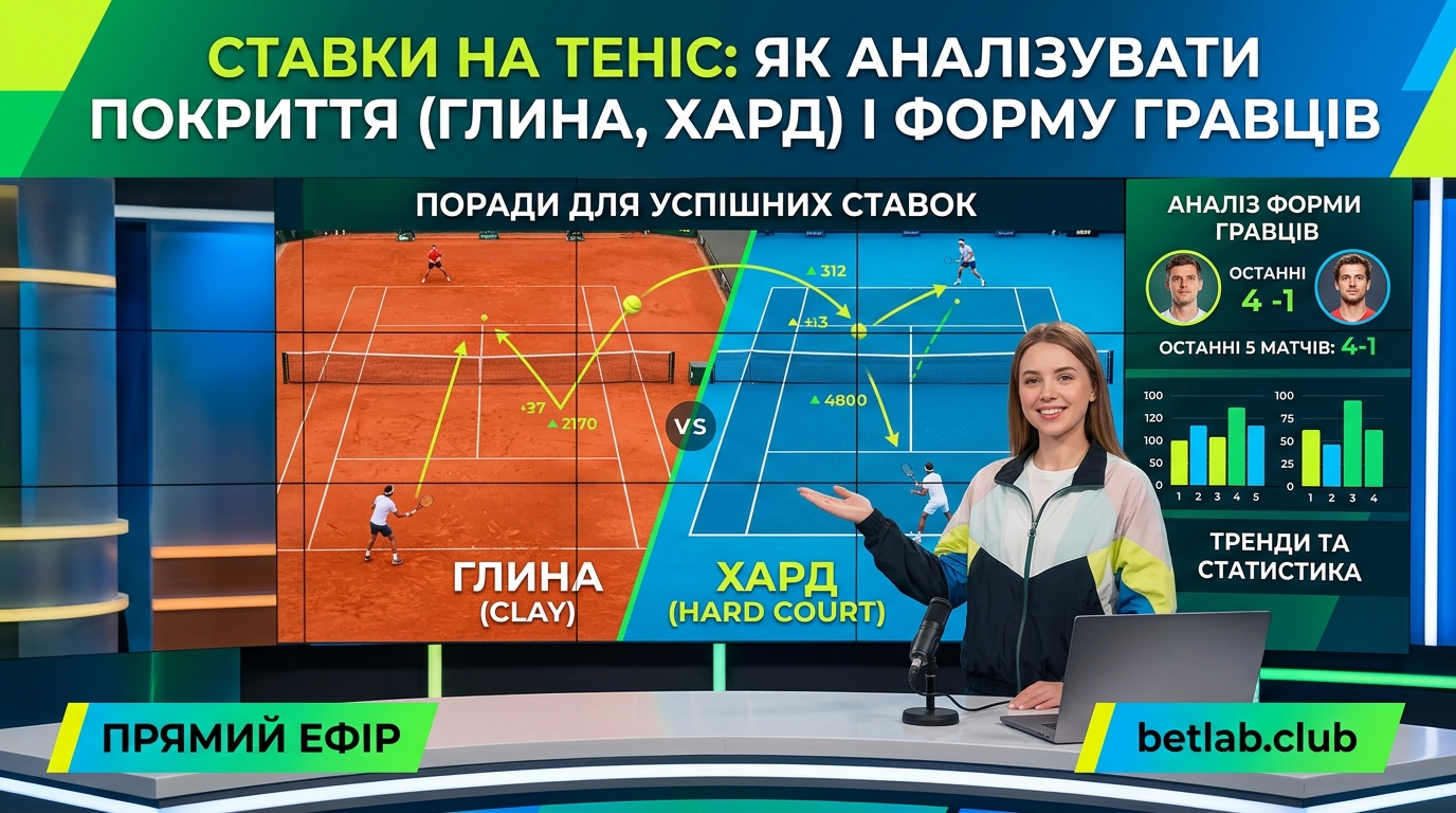 Ставки на теніс: особливості корта (хард, грунт) та правила аналізу форми гравців