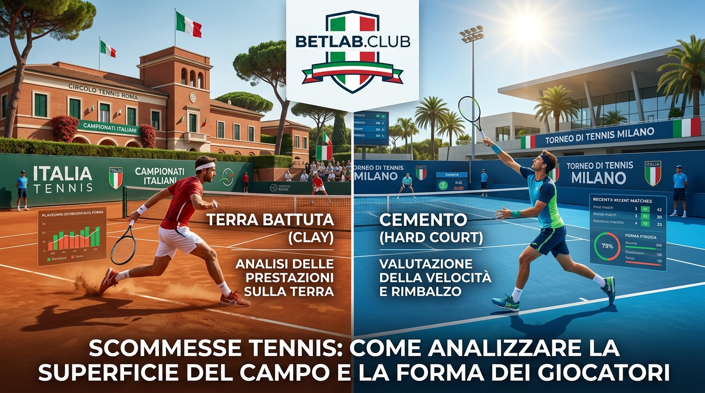 Scommesse sul tennis: caratteristiche del campo (cemento, terra battuta) e regole per l'analisi della forma dei giocatori