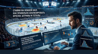 Ставки на хоккей (НХЛ и КХЛ): анализ бросков в створ, удалений и тотала шайб